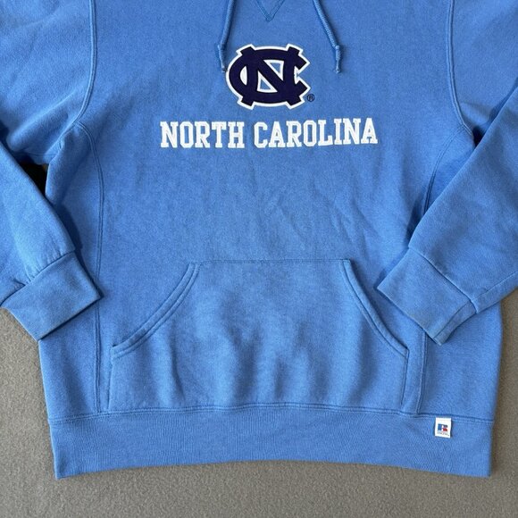North Carolina Tar Heels Hoodie Y2K Russell athletics Mens M NCAA Baggy Blue VTG - Picture 3 of 16